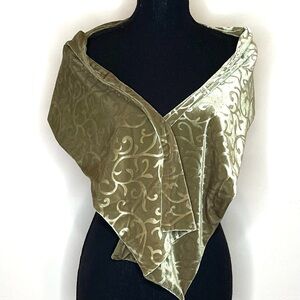 TOKI Collection Olive Green Velvet Burnout Scarf Wrap